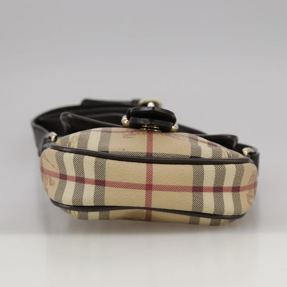 BURBERRY Nova Check Shoulder Bag PVC Leather Beige Auth 109722