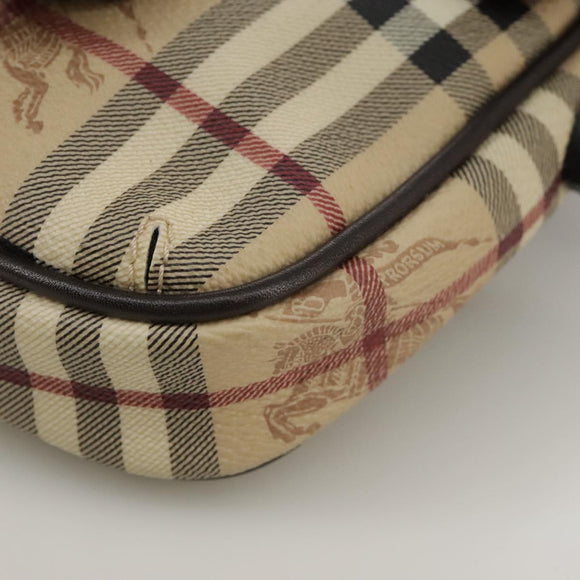 BURBERRY Nova Check Shoulder Bag PVC Leather Beige Auth 109722