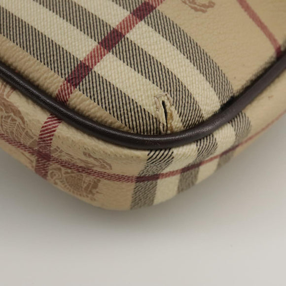 BURBERRY Nova Check Shoulder Bag PVC Leather Beige Auth 109722