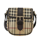 BURBERRY Nova Check Shoulder Bag PVC Leather Beige Auth 109722-13