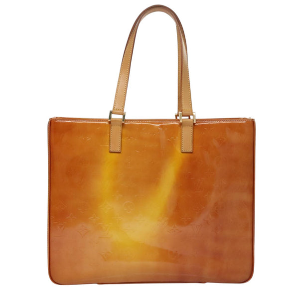 LOUIS VUITTON Monogram Vernis Columbus Tote Bag Lime Yellow M91047 Auth 109757