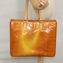 LOUIS VUITTON Monogram Vernis Columbus Tote Bag Lime Yellow M91047 Auth 109757-24