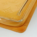 LOUIS VUITTON Monogram Vernis Motto Pouch Lime Yellow M91059 LV Auth 109764-9