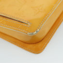 LOUIS VUITTON Monogram Vernis Motto Pouch Lime Yellow M91059 LV Auth 109764-14