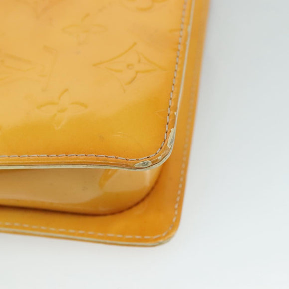 LOUIS VUITTON Monogram Vernis Motto Pouch Lime Yellow M91059 LV Auth 109764