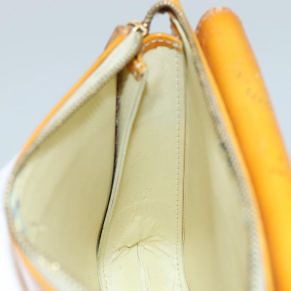 LOUIS VUITTON Monogram Vernis Motto Pouch Lime Yellow M91059 LV Auth 109764