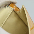 LOUIS VUITTON Monogram Vernis Motto Pouch Lime Yellow M91059 LV Auth 109764-12