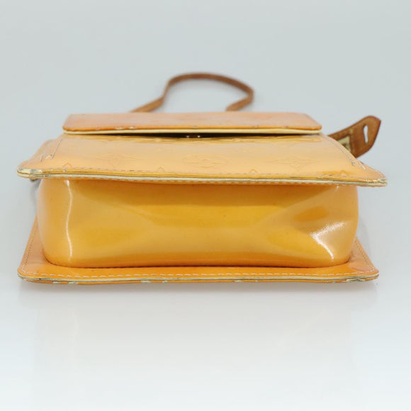 LOUIS VUITTON Monogram Vernis Motto Pouch Lime Yellow M91059 LV Auth 109764