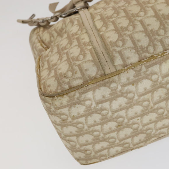 Christian Dior Trotter Canvas Trotter Romantic Bag PVC Beige Silver Auth 109778