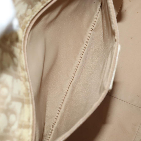 Christian Dior Trotter Canvas Trotter Romantic Bag PVC Beige Silver Auth 109778