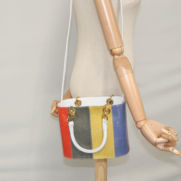 Salvatore Ferragamo Gancini Embossing Bag Leather 2way Multicolor Auth 109792V
