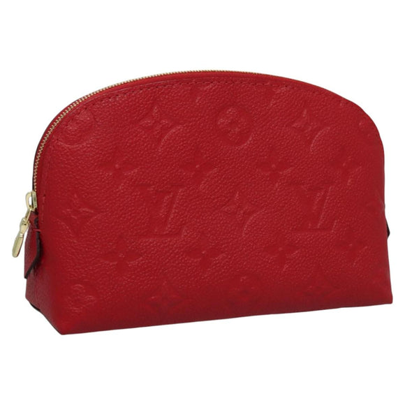 LOUIS VUITTON Monogram Empreinte Pochette Cosmetic PM Red M69414 LV Auth 109799A