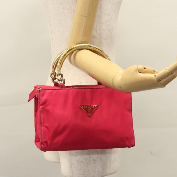 PRADA Hand Bag Nylon Pink Auth 109805
