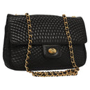 BALLY Quilted Chain Shoulder Bag Leather Black Auth 109809-1