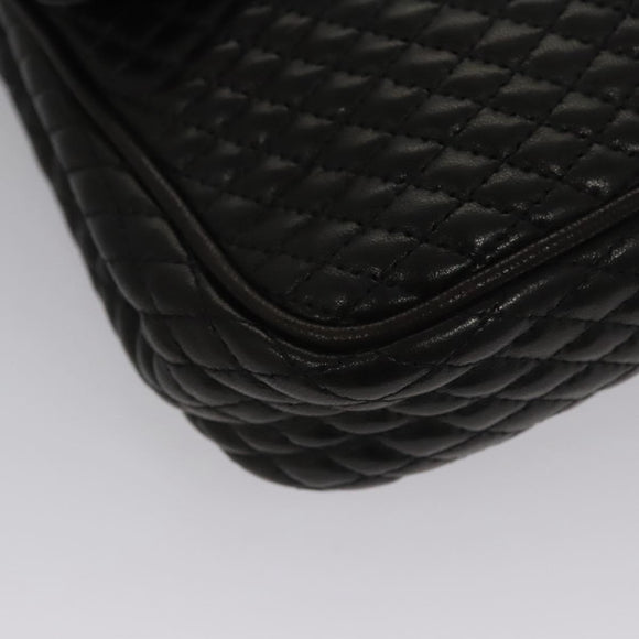 BALLY Quilted Chain Shoulder Bag Leather Black Auth 109809
