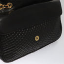 BALLY Quilted Chain Shoulder Bag Leather Black Auth 109809-20