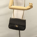 BALLY Quilted Chain Shoulder Bag Leather Black Auth 109809-26