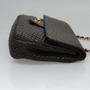 BALLY Quilted Chain Shoulder Bag Leather Black Auth 109809-3