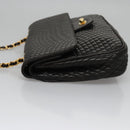 BALLY Quilted Chain Shoulder Bag Leather Black Auth 109809-4