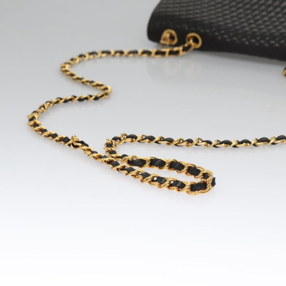 BALLY Quilted Chain Shoulder Bag Leather Black Auth 109809