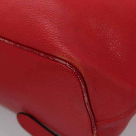 CELINE Backpack Leather Red Gold Auth 109813