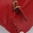 CELINE Backpack Leather Red Gold Auth 109813-17