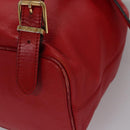 CELINE Backpack Leather Red Gold Auth 109813-18