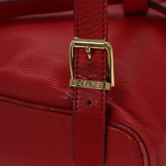 CELINE Backpack Leather Red Gold Auth 109813