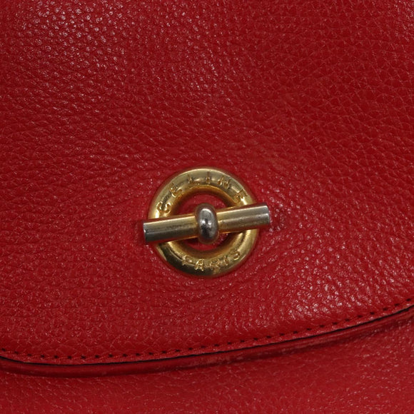 CELINE Backpack Leather Red Gold Auth 109813