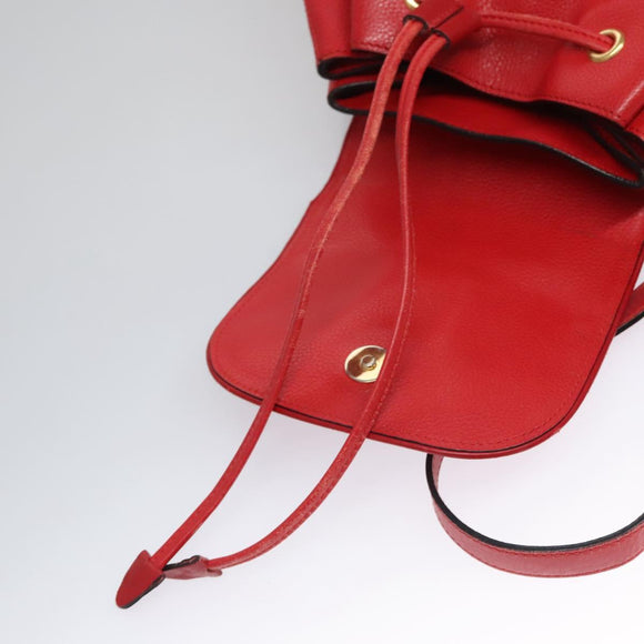 CELINE Backpack Leather Red Gold Auth 109813