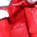 CELINE Backpack Leather Red Gold Auth 109813-27