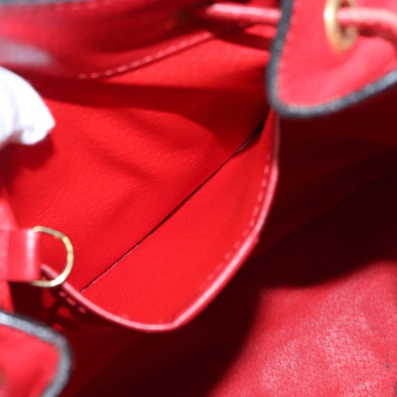 CELINE Backpack Leather Red Gold Auth 109813