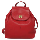 CELINE Backpack Leather Red Gold Auth 109813-13
