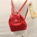 CELINE Backpack Leather Red Gold Auth 109813-30
