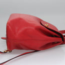 CELINE Backpack Leather Red Gold Auth 109813-4