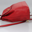 CELINE Backpack Leather Red Gold Auth 109813-5