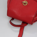 CELINE Backpack Leather Red Gold Auth 109813-7