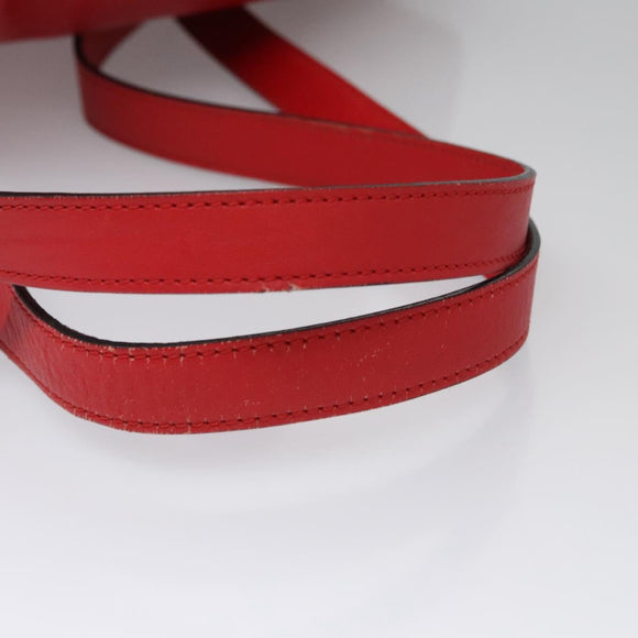 CELINE Backpack Leather Red Gold Auth 109813