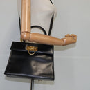 Salvatore Ferragamo Gancini Hand Bag Leather 2way Black Gold Auth 109838-23