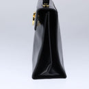 Salvatore Ferragamo Gancini Hand Bag Leather 2way Black Gold Auth 109838-4