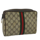 GUCCI GG Supreme Web Sherry Line Clutch Bag PVC Beige 32 014 3553 Auth 109848-1