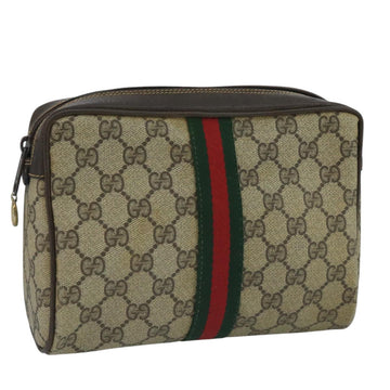 GUCCI GG Supreme Web Sherry Line Clutch Bag PVC Beige 32 014 3553 Auth 109848