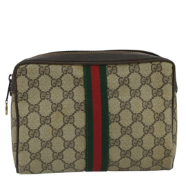 GUCCI GG Supreme Web Sherry Line Clutch Bag PVC Beige 32 014 3553 Auth 109848 - 0