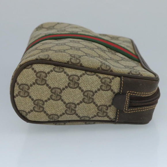 GUCCI GG Supreme Web Sherry Line Clutch Bag PVC Beige 32 014 3553 Auth 109848