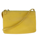 CELINE Trio Shoulder Bag Leather Yellow Gold Auth 109899-1
