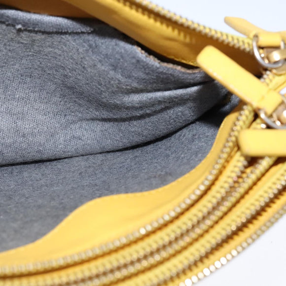 CELINE Trio Shoulder Bag Leather Yellow Gold Auth 109899