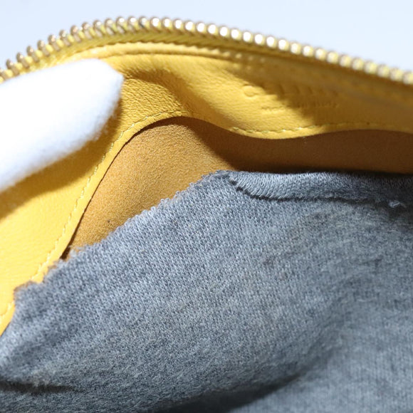 CELINE Trio Shoulder Bag Leather Yellow Gold Auth 109899