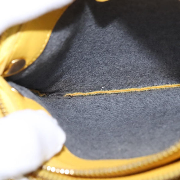 CELINE Trio Shoulder Bag Leather Yellow Gold Auth 109899