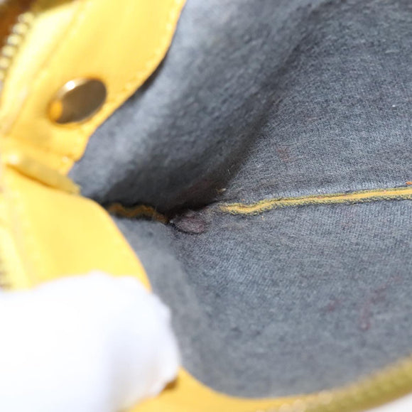 CELINE Trio Shoulder Bag Leather Yellow Gold Auth 109899