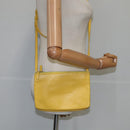 CELINE Trio Shoulder Bag Leather Yellow Gold Auth 109899-29